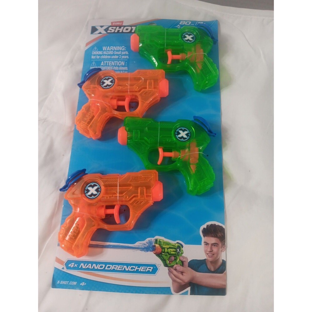 Brand New Zuru Four Pack X Shot Nano Drencher Water Guns ￼